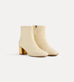forte_forte ankle boots with gold–tone heel ivory^ Shoes