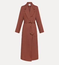 forte_forte belted coat in linen canvas cacao^ Coats