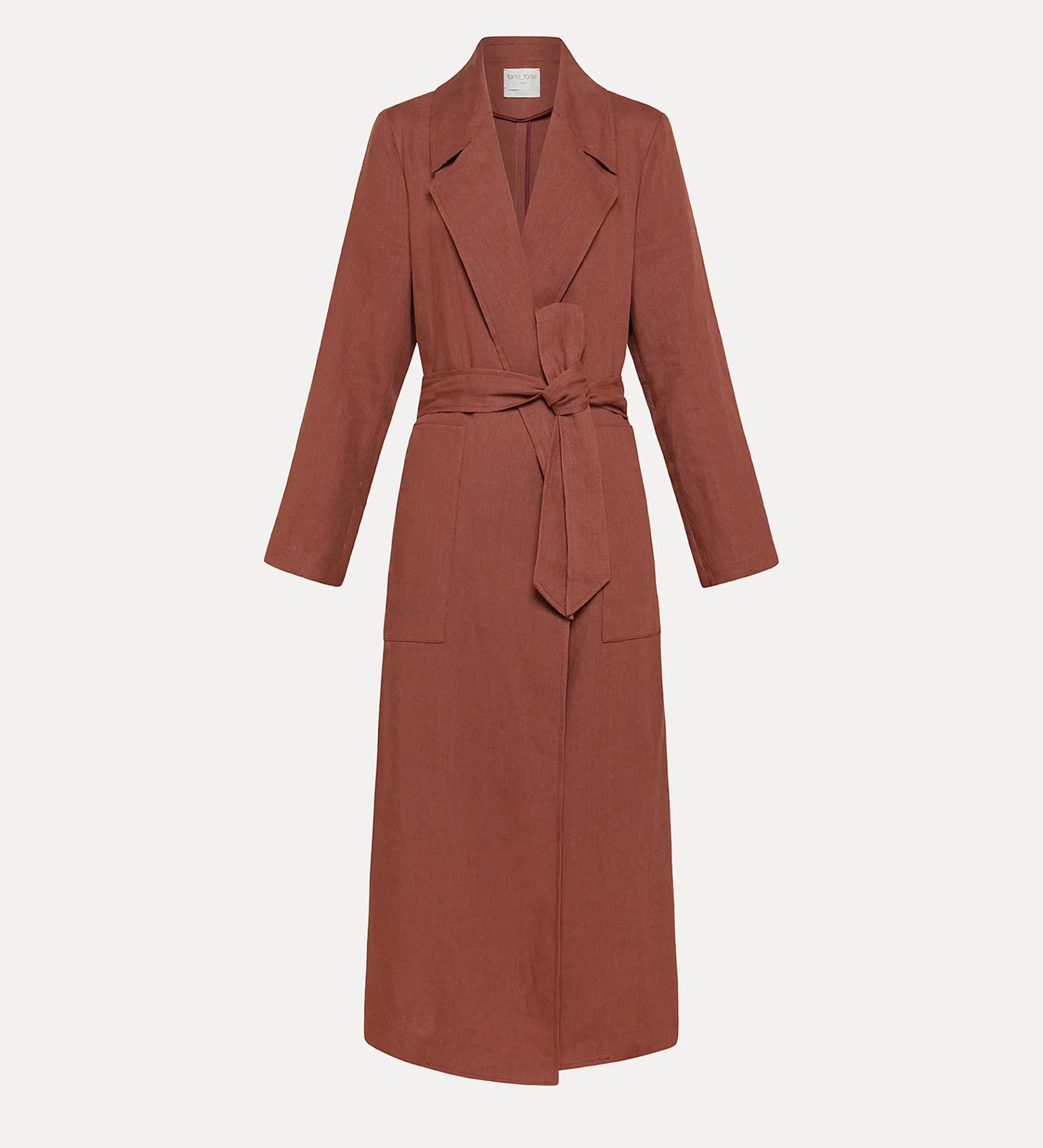 forte_forte belted coat in linen canvas cacao^ Coats