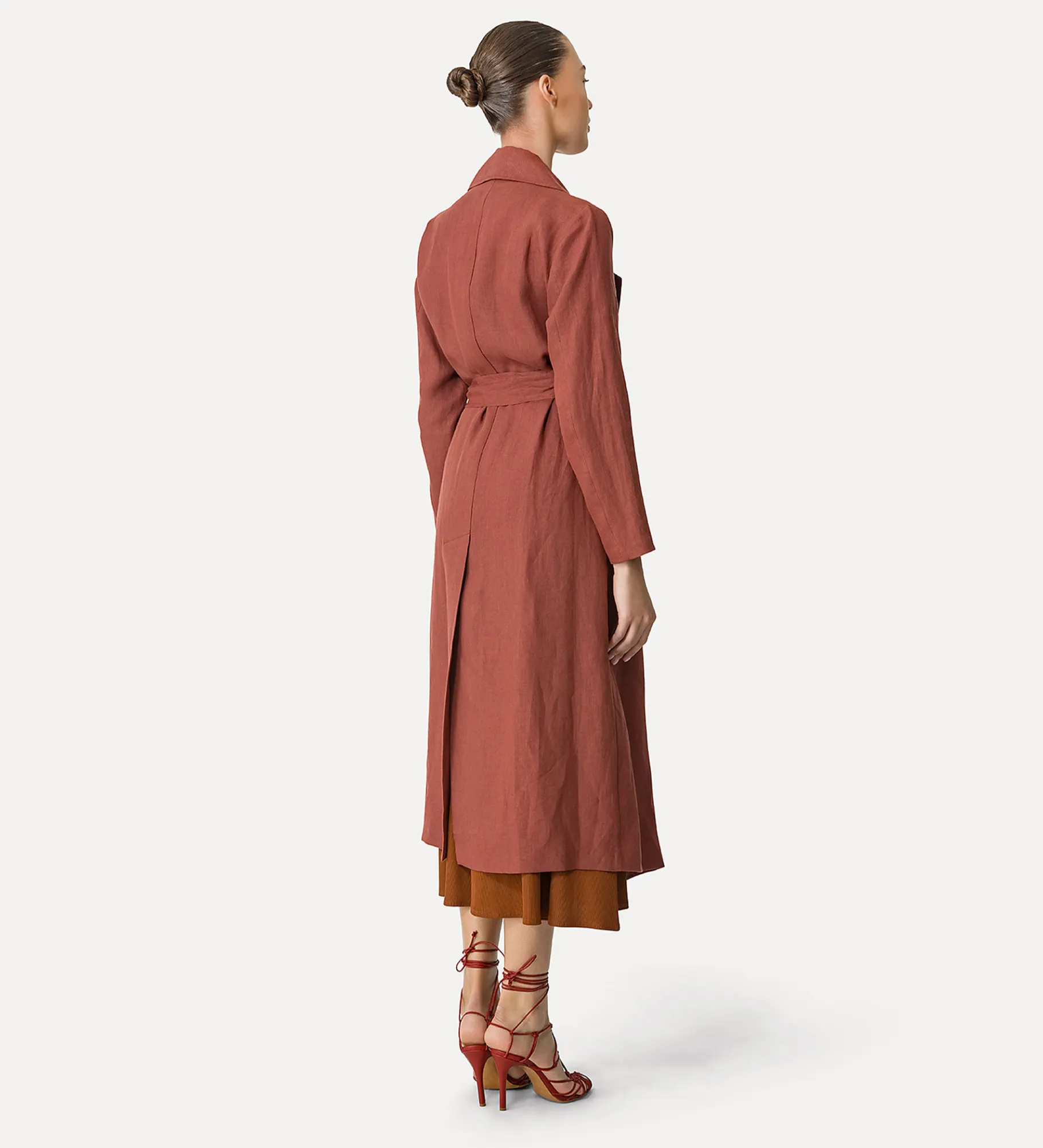 forte_forte belted coat in linen canvas cacao^ Coats