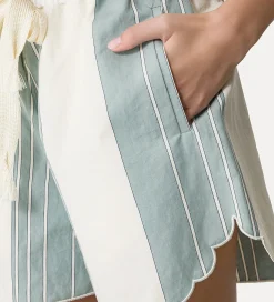 forte_forte bermuda shorts for women in cotton and linen acqua^ Pants