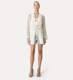 forte_forte bermuda shorts for women in cotton and linen acqua^ Pants