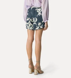 forte_forte bermuda shorts in satin for women with “the secret lily” print oltremare^ Pants