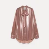 forte_forte blouse with bow in laminated georgette rose^ Shirts