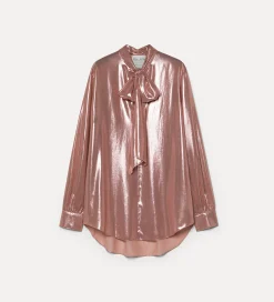 forte_forte blouse with bow in laminated georgette rose^ Shirts