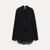 forte_forte blouse with bow in silk georgette nero^ Shirts