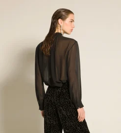 forte_forte blouse with bow in silk georgette nero^ Shirts