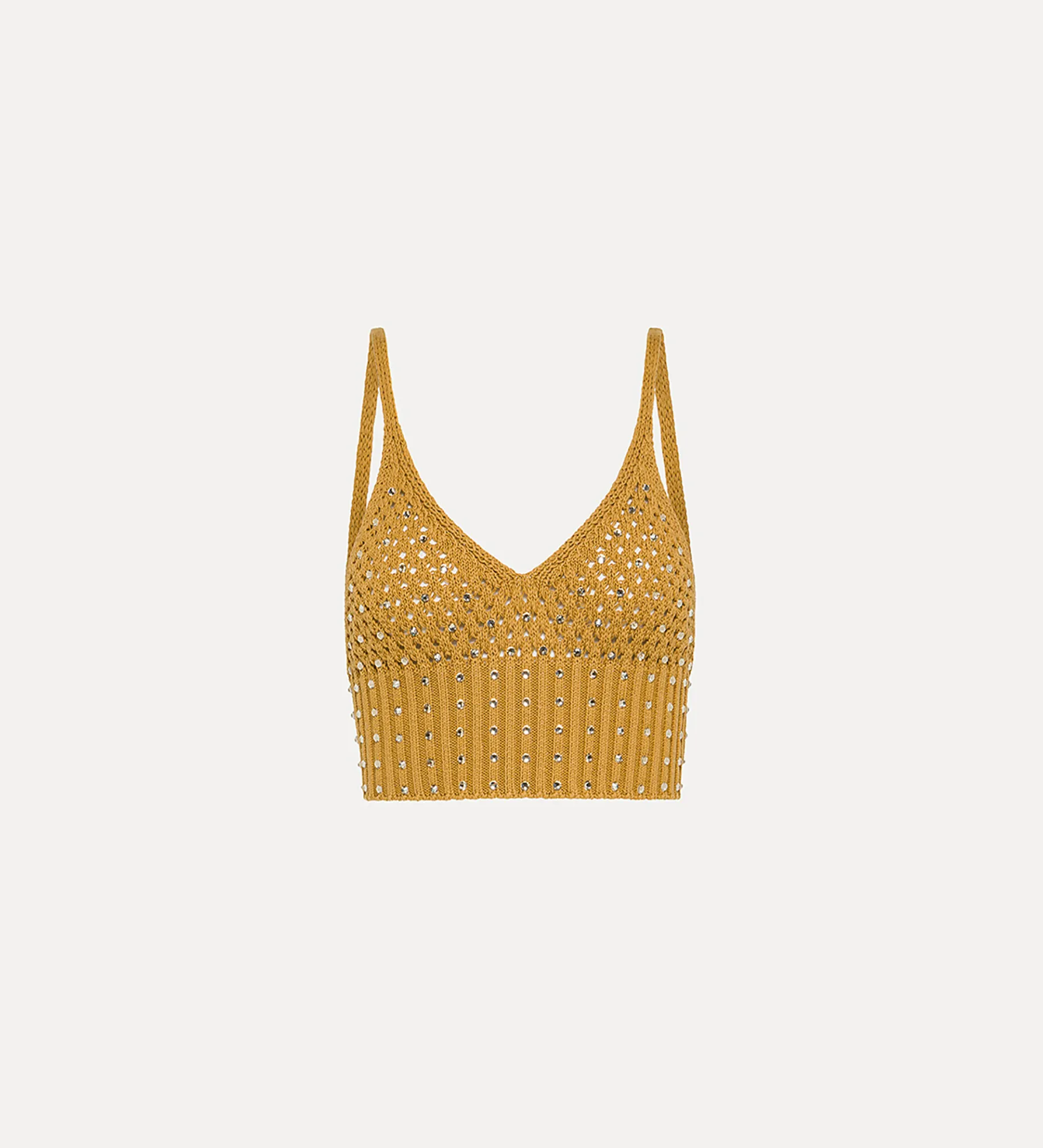 forte_forte bralette in cotton with crystal embellishment terra^ Knitwear | Tops