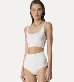 forte_forte bralette in shiny jersey bianco^ Beachwear And Lingerie | Tops