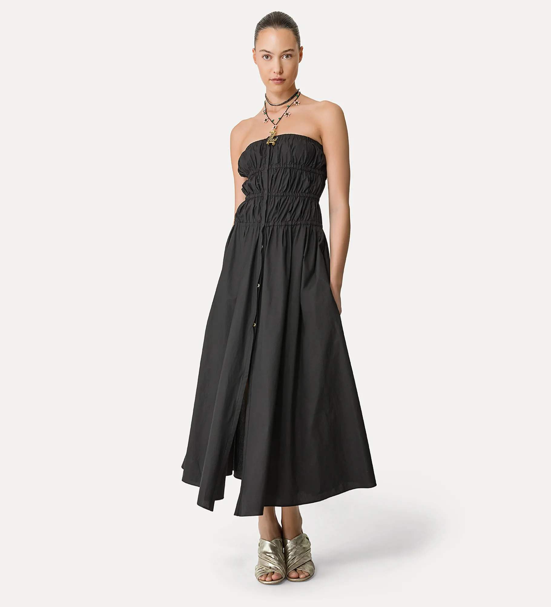 forte_forte bustier dress in poplin nero^ Dresses