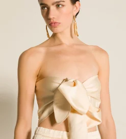 forte_forte bustier with sash in contemporary duchesse avorio^ Tops