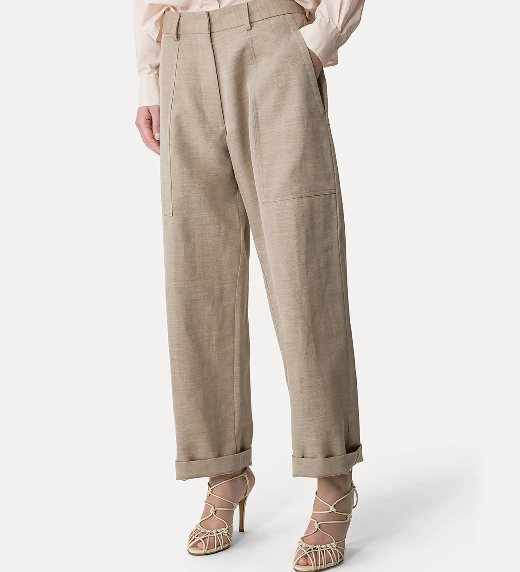 forte_forte cargo pants in a sandy–hued linen blend dune^ Pants