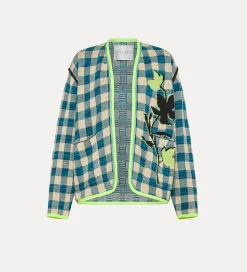 forte_forte checked jacket peacock^ Knitwear
