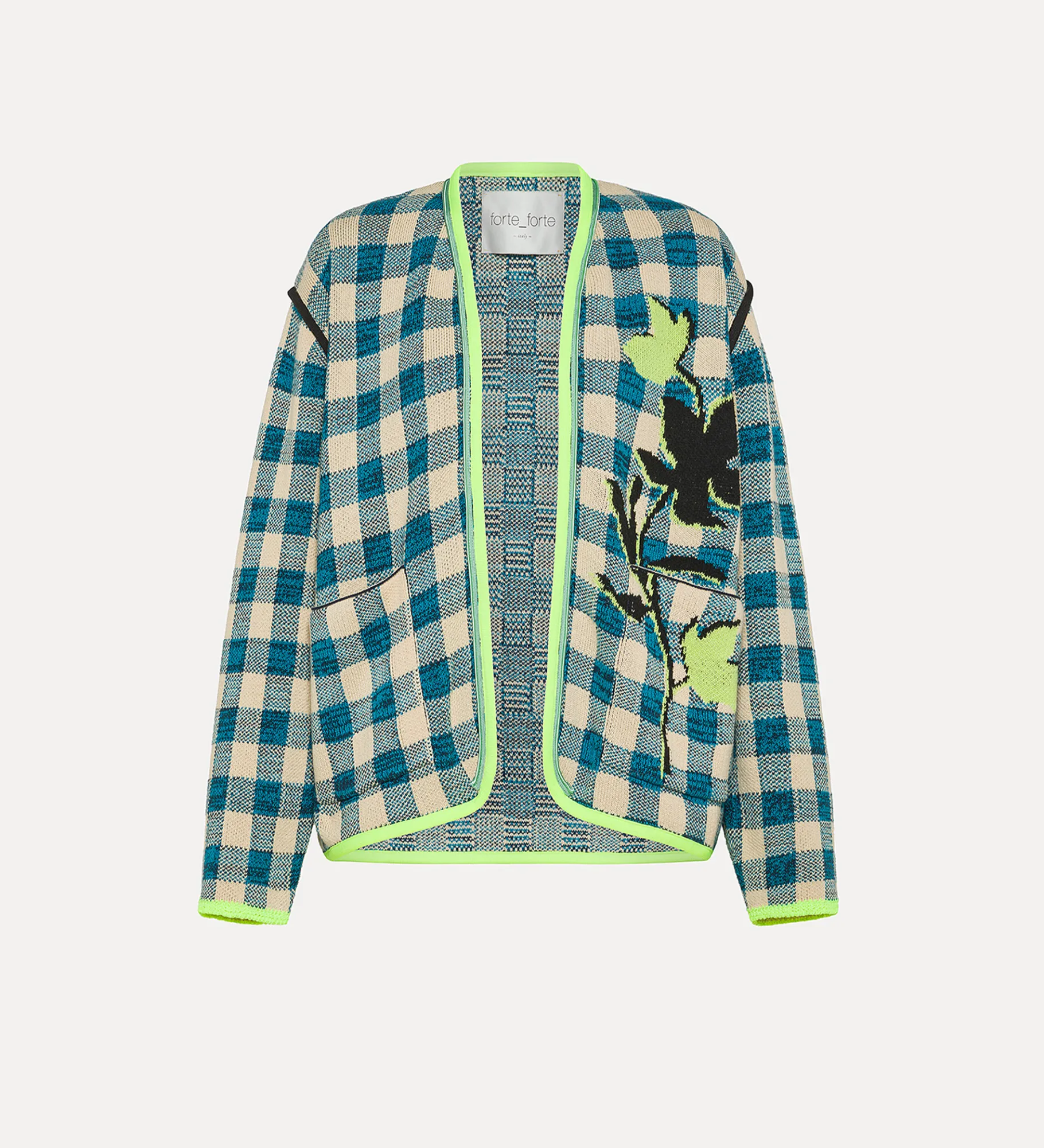 forte_forte checked jacket peacock^ Knitwear