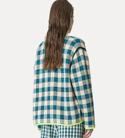 forte_forte checked jacket peacock^ Knitwear