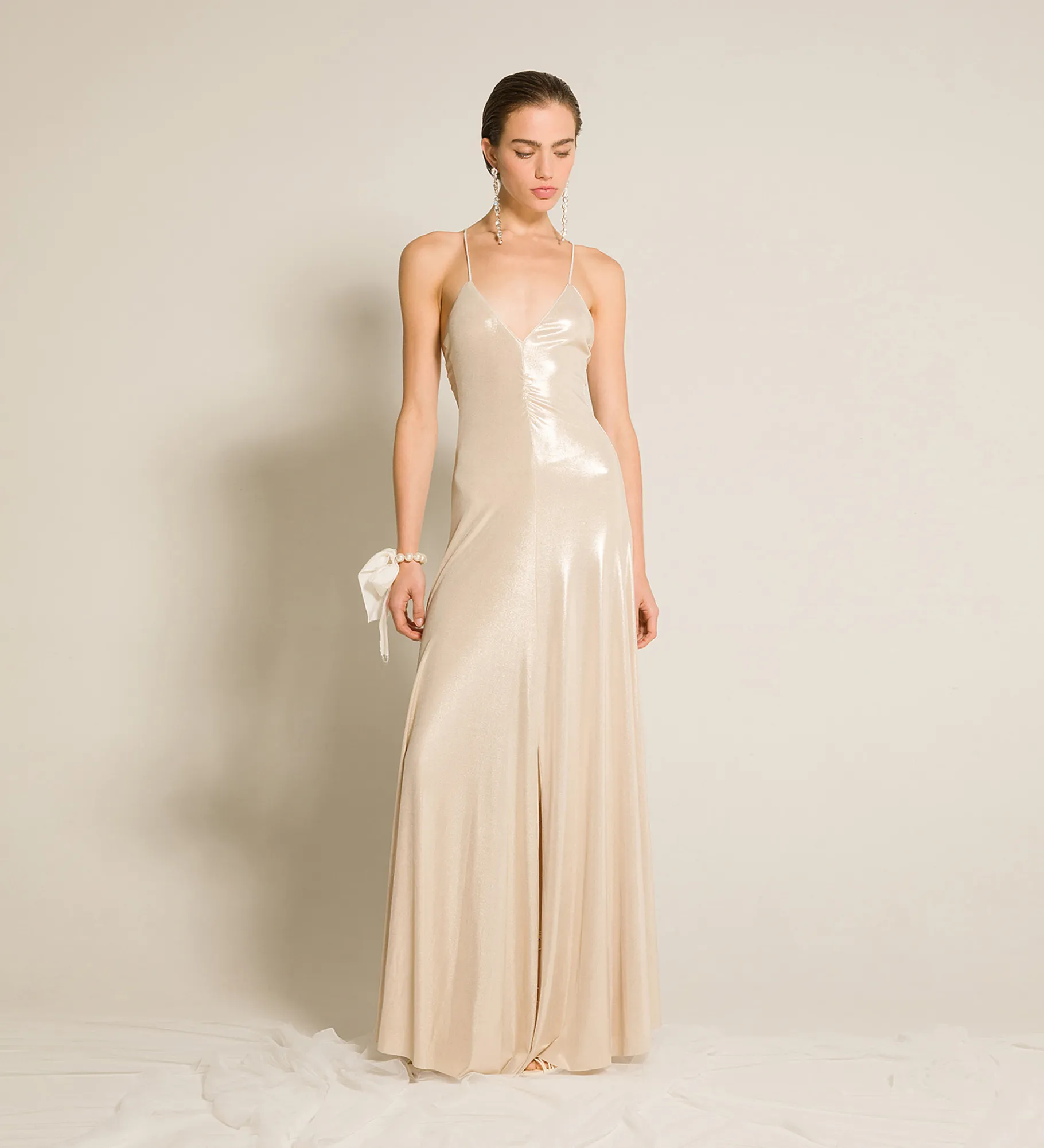 forte_forte chic dress in laminated jersey silver^ Dresses
