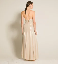 forte_forte chic dress in laminated jersey silver^ Dresses