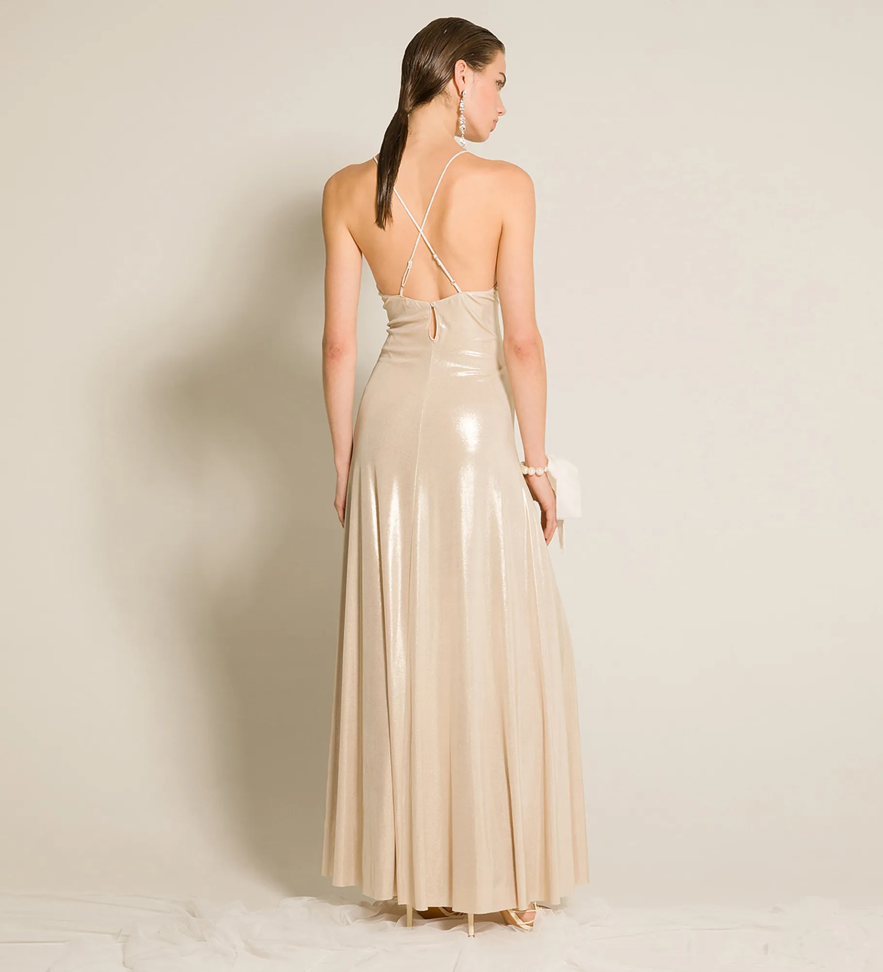 forte_forte chic dress in laminated jersey silver^ Dresses