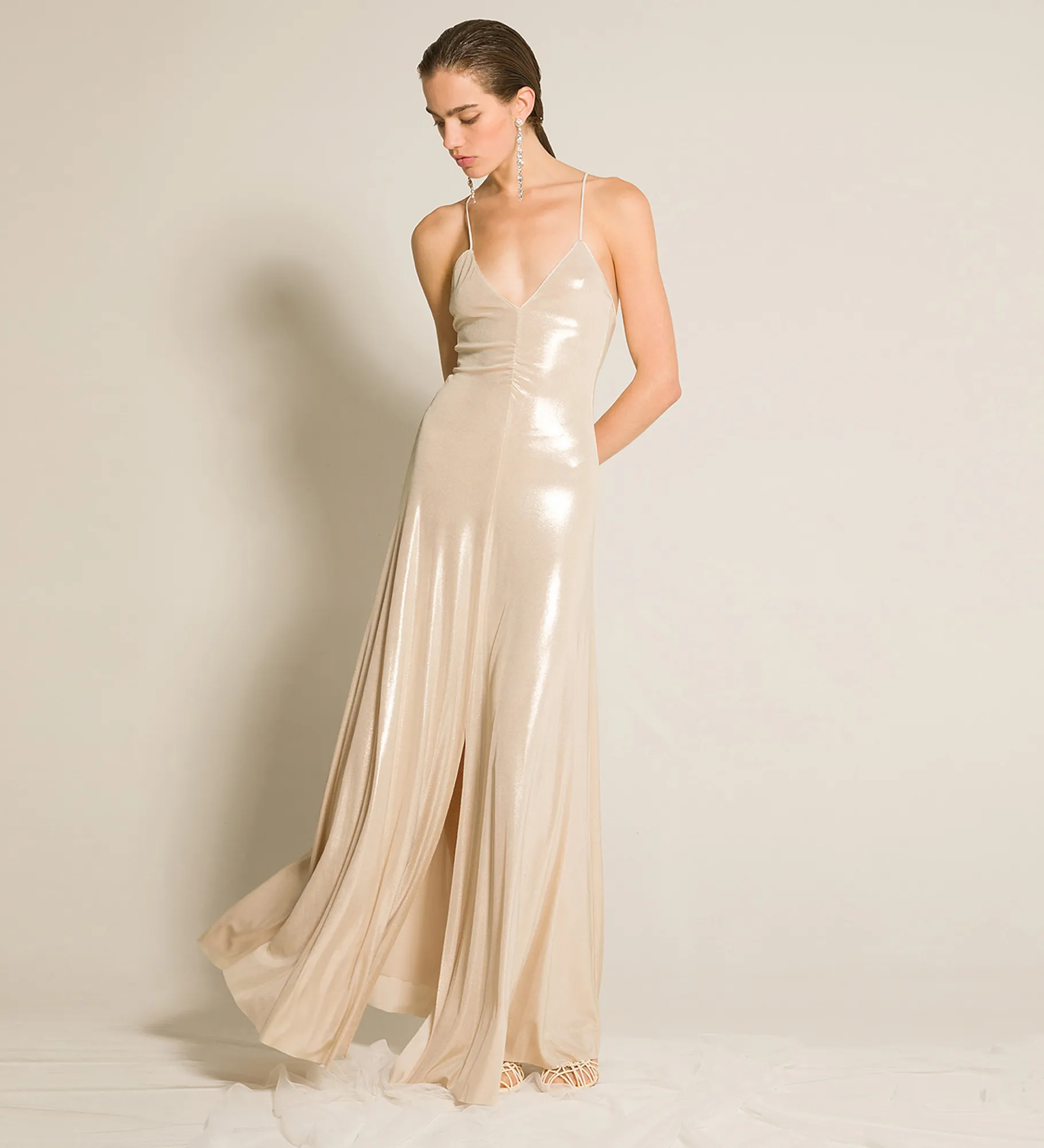 forte_forte chic dress in laminated jersey silver^ Dresses