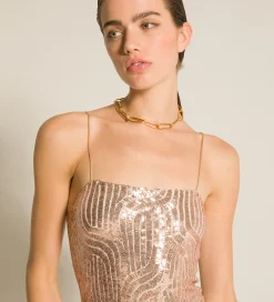 forte_forte chic dress in micro–sequins rose^ Dresses