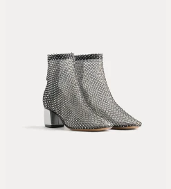 forte_forte chic mesh ankle boot with diamanté detailing nero^ Shoes
