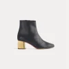forte_forte chic nappa ankle boot set on a golden heel nero^ Shoes