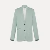 forte_forte collarless jacket in a light–blue linen blend breeze^ Jackets