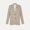 forte_forte collarless jacket in a linen blend dune^ Jackets