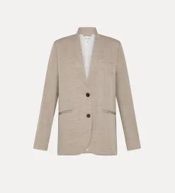 forte_forte collarless jacket in a linen blend dune^ Jackets