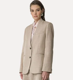 forte_forte collarless jacket in a linen blend dune^ Jackets