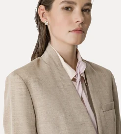 forte_forte collarless jacket in a linen blend dune^ Jackets