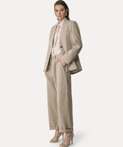 forte_forte collarless jacket in a linen blend dune^ Jackets