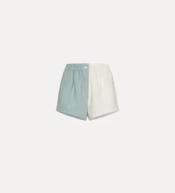 forte_forte colour–block–pattern linen shorts for women acqua^ Pants