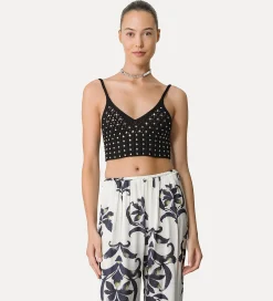 forte_forte cotton bralette with crystal embellishment noir^ Knitwear | Tops