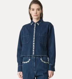 forte_forte cropped denim shirt indigo^ Shirts