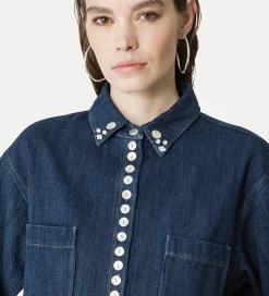 forte_forte cropped denim shirt indigo^ Shirts