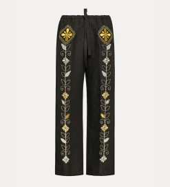 forte_forte drawstring linen trousers for women noir^ Pants