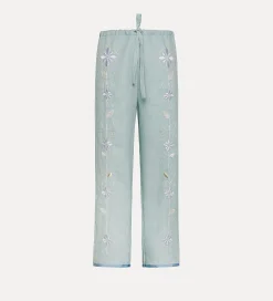 forte_forte drawstring linen trousers for women acqua^ Pants