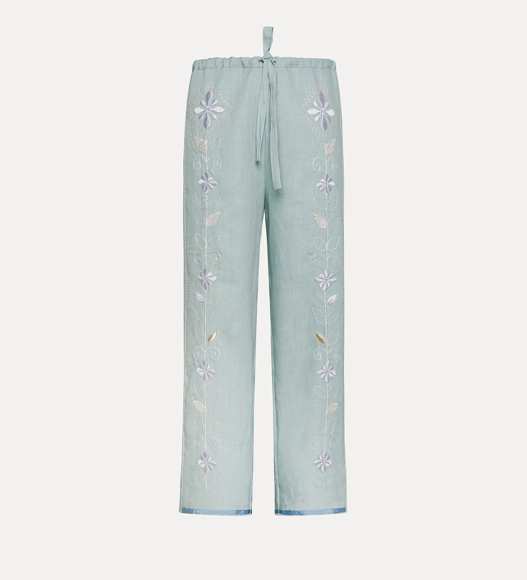 forte_forte drawstring linen trousers for women acqua^ Pants