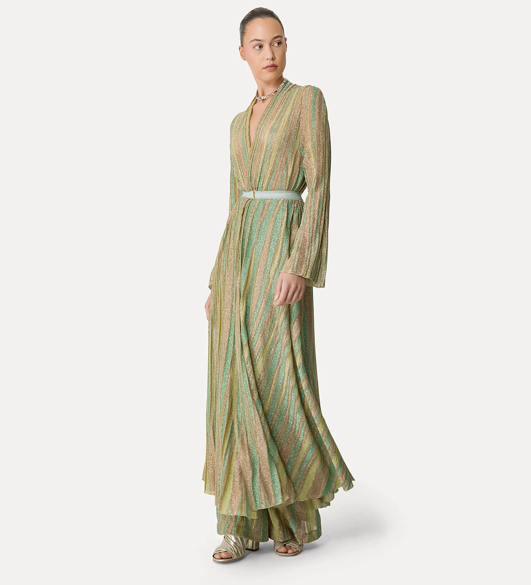 forte_forte dress in lurex–shot jersey with crossover front clorofilla^ Dresses