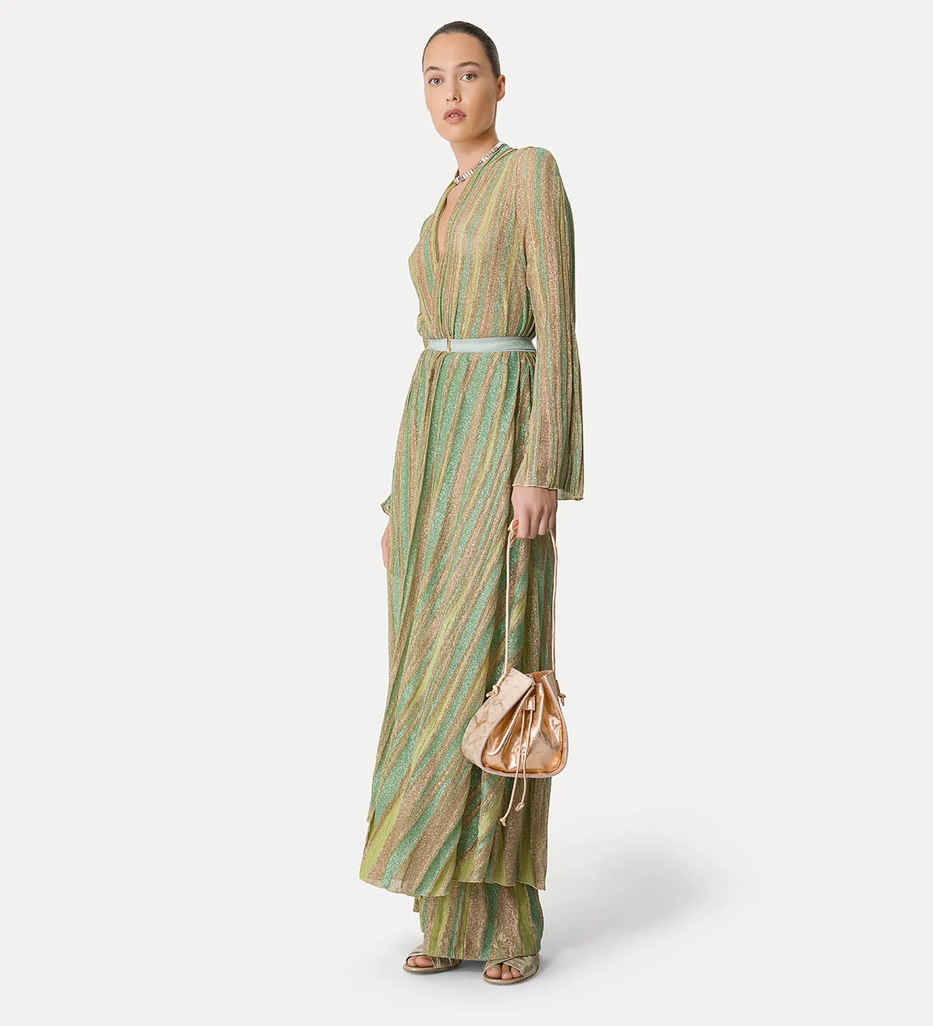 forte_forte dress in lurex–shot jersey with crossover front clorofilla^ Dresses