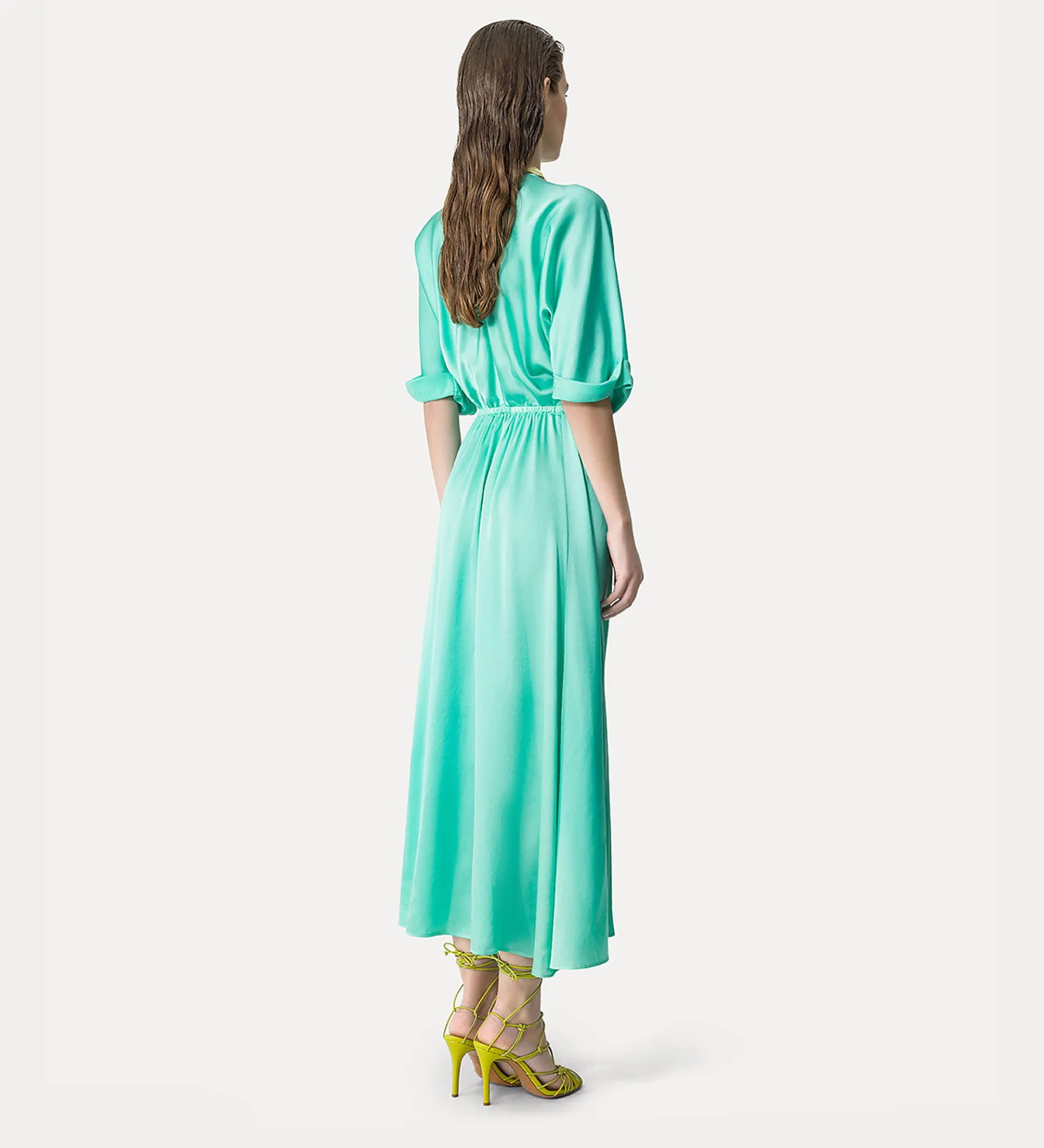 forte_forte elegant half–sleeve dress in light–blue breeze^ Dresses