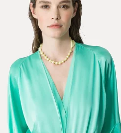 forte_forte elegant half–sleeve dress in light–blue breeze^ Dresses