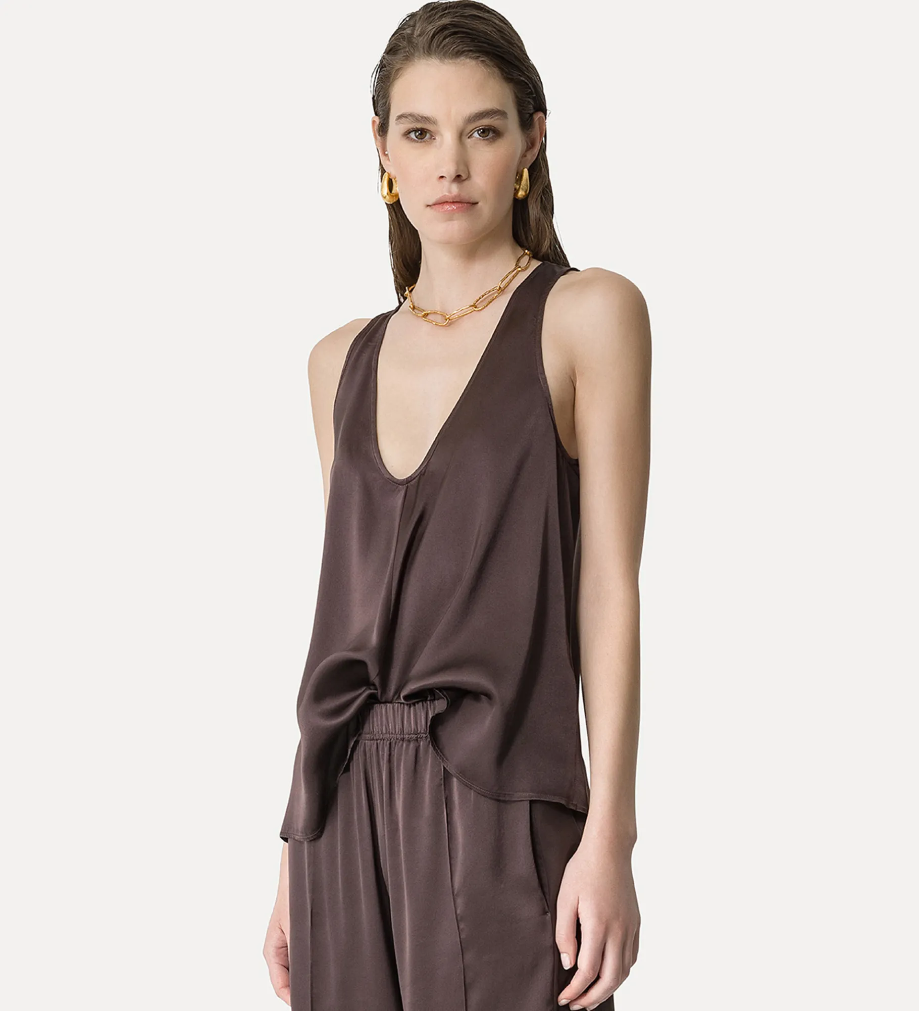 forte_forte elegant top in silk satin lava^ Tops