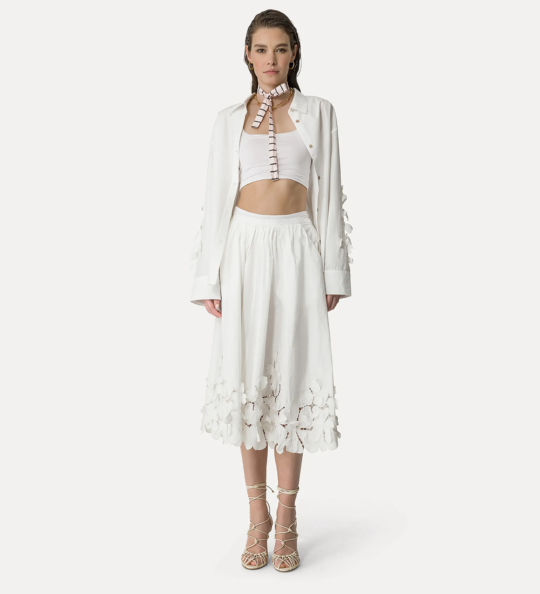 forte_forte embroidered cotton shirt bianco^ Shirts