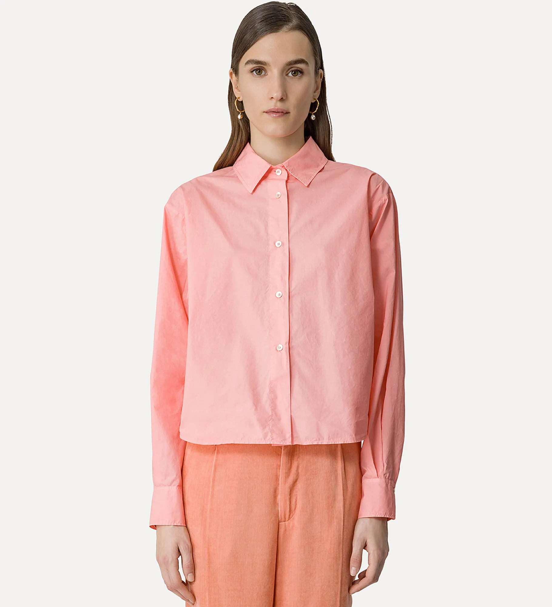 forte_forte essential boxy shirt in BCI cotton poplin pamplemousse^ Shirts