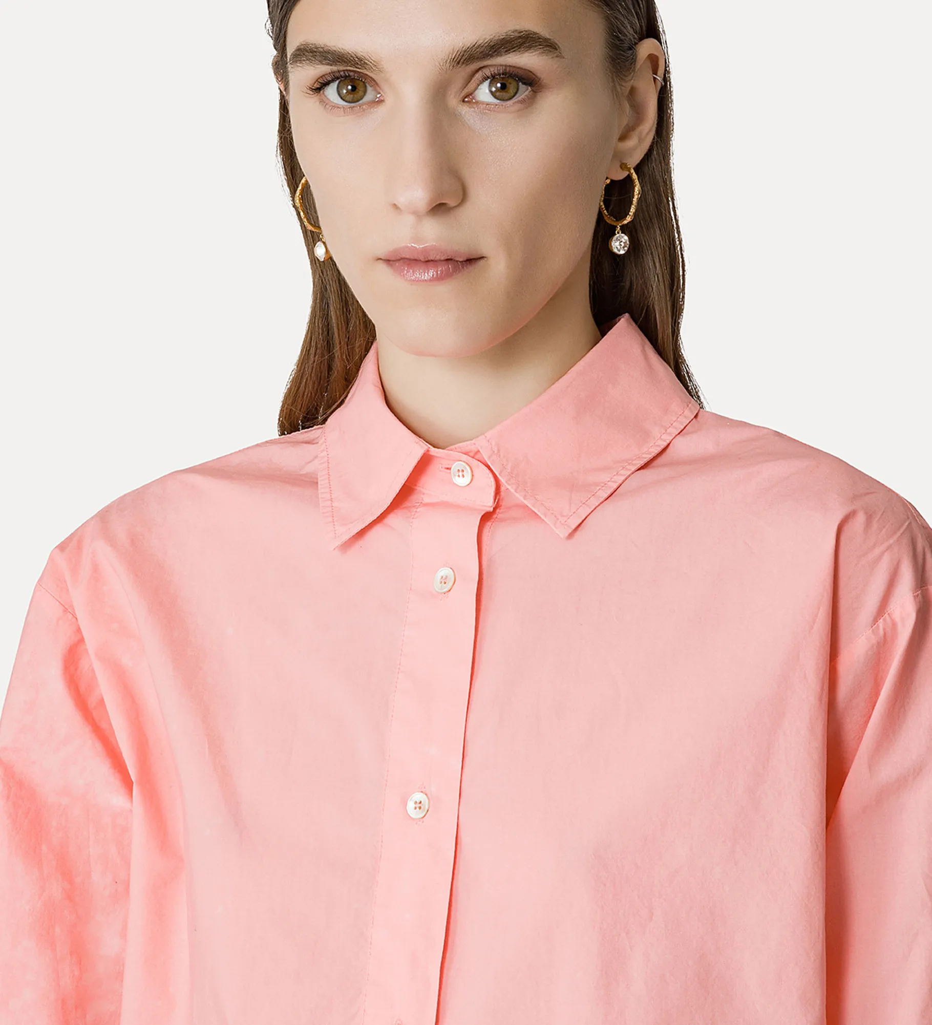 forte_forte essential boxy shirt in BCI cotton poplin pamplemousse^ Shirts