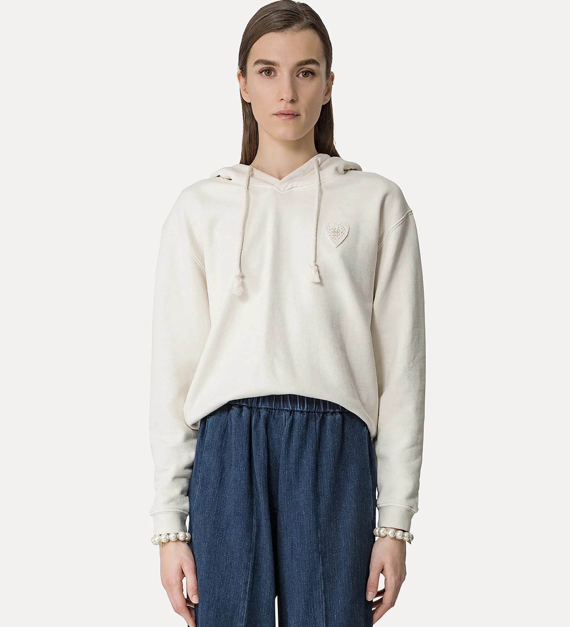forte_forte essential hoodie in cotton twill fleece ivory^ Tops