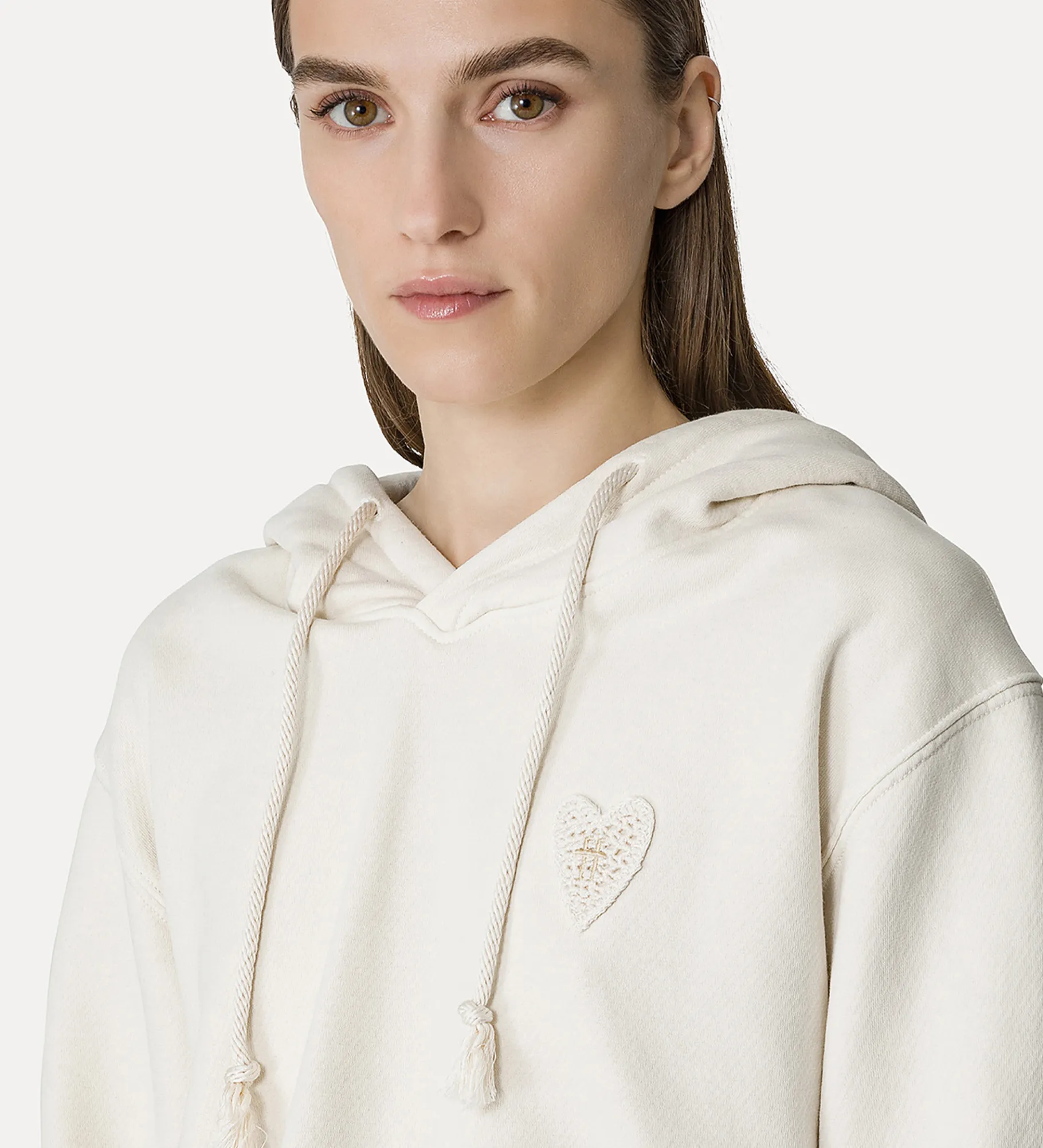 forte_forte essential hoodie in cotton twill fleece ivory^ Tops