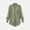 forte_forte essential oversized shirt in cotton–and–silk voile olive^ Shirts